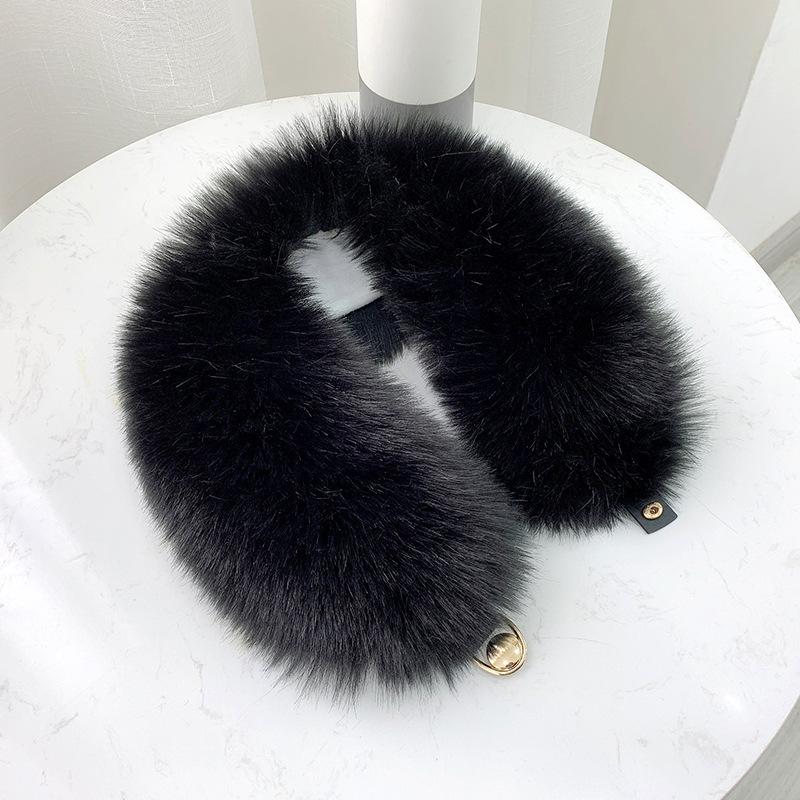 Winter Plush Thickened Warm Imitation Fox Hair Snap Button Scarf Versatile Women's Imitation Fur Scarf