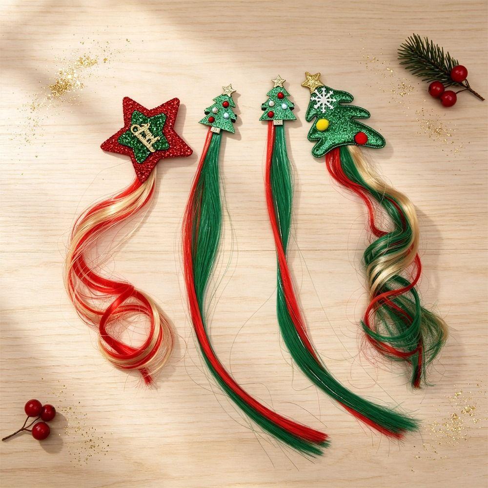 1/2Pcs Vibrant Festive Hairpin Ornament Santa Claus Bow Braid Headband Themed Events