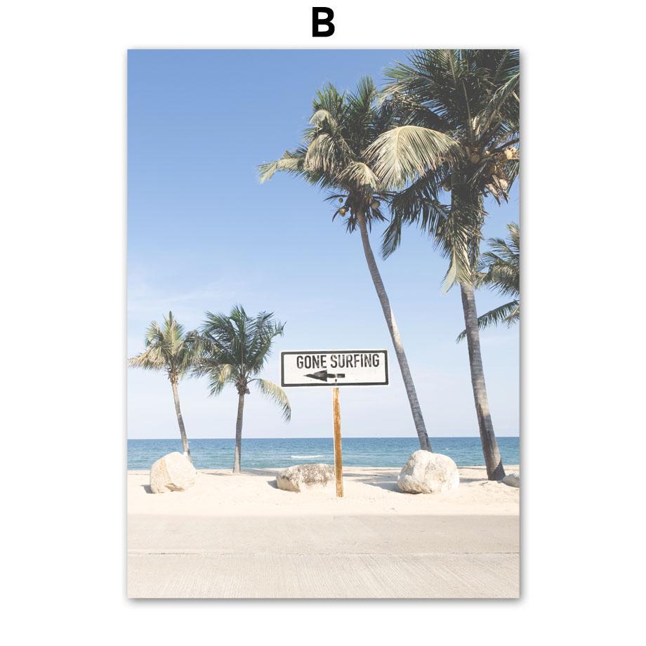 Тропический пляж, ананас, кокосовая пальма, фургон, настенная живопись на холсте, постеры на скандинавскую тему и принты, настенные панно для декора гостиной