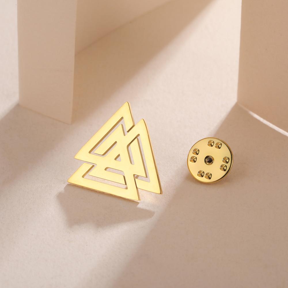 Dawapara Odin Knot Valknut Symbol Brooch Pins Nordic Scandinavian Jewelry Stainless Steel Brooch Accessories