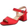 Fashion 2024 Plus Size 35-43 Women Shoes Concise Square Heels Sandals Summer Fashion Buckle Party Wedding Shoes Red Blue Black Color