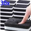 Thickened Double-sided Dishwashing Sponge Black Sandwiched White Stain Removal Scouring Cloth Cleaning of Pots Bowls Sinks Rag