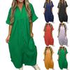 Женское модное однотонное свободное повседневное платье с v-образным вырезом и короткими рукавами