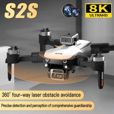 Новый S2S Drone Professional 8K HD Dual Camera Бесщеточный двигатель для обхода препятствий Дрон RC Вертолет Складной квадрокоптер Игрушка в подарок