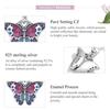 WOSTU Enamel Vivid Fantasy Butterfly 925 Sterling Silver Charm Pendant Beads Fit Original Bracelet Pendant Fine Jewelry
