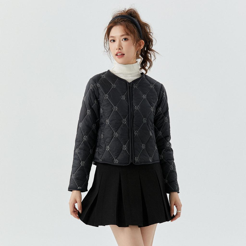 Осенне-зимняя студенческая хлопковая одежда для женщин, легкая короткая хлопковая куртка, женская хлопковая вышивка, молния, можно носить наизнанку 2325