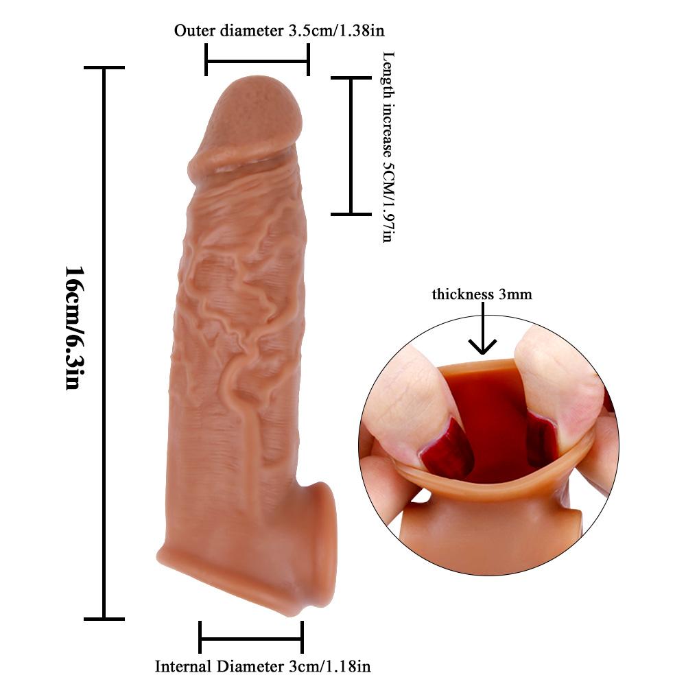 Realistic Condoms For Men Reusable Penis Sleeve For Male Extender Dildo Enhancer Enlargement Condom Male Cock Sex Toys