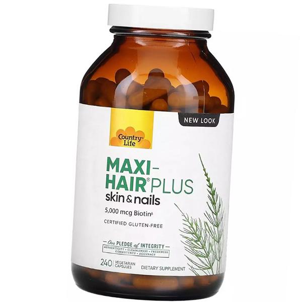 Витамины для волос и ногтей, Maxi-Hair Plus, Country Life  120вегкапс (36124021)