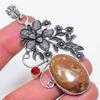 Ghost Eye Jasper, Garnet Handmade 925 Sterling Silver Jewelry Pendant 3.03" A5b11