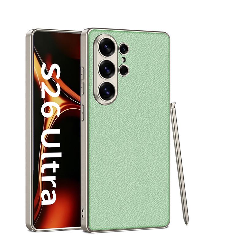 Применимо к чехлу для мобильного телефона Samsung S26Ultra 25Ultra металлический лакированный кожаный S24U всесторонний противоударный защитный чехол