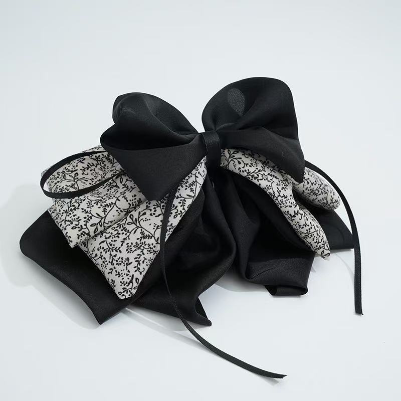 1pc Retro Floral Simple Spliced Bow Hairpin New Fashion Ponytail Clip Satin Korean Style Elegant Hair Claw