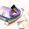 D-shaped Buckle Men Belt Nylon Canvas Waist Belt Trendy Rainbow Canvas Belt  For Jeans