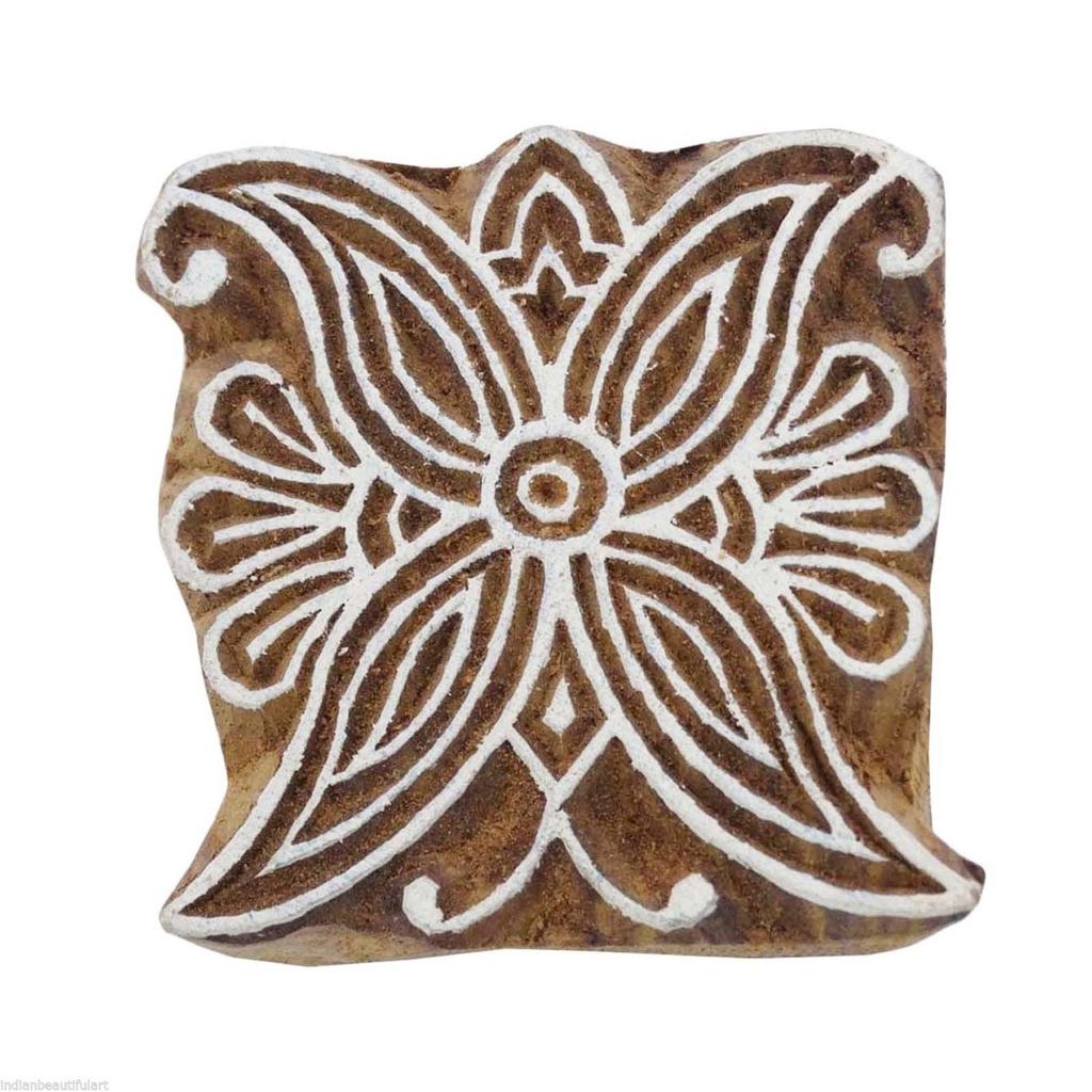 Деревянный Цветочный Дизайн Блок Штамп Дизайн Текстильной Ткани Печать Одежды Искусство