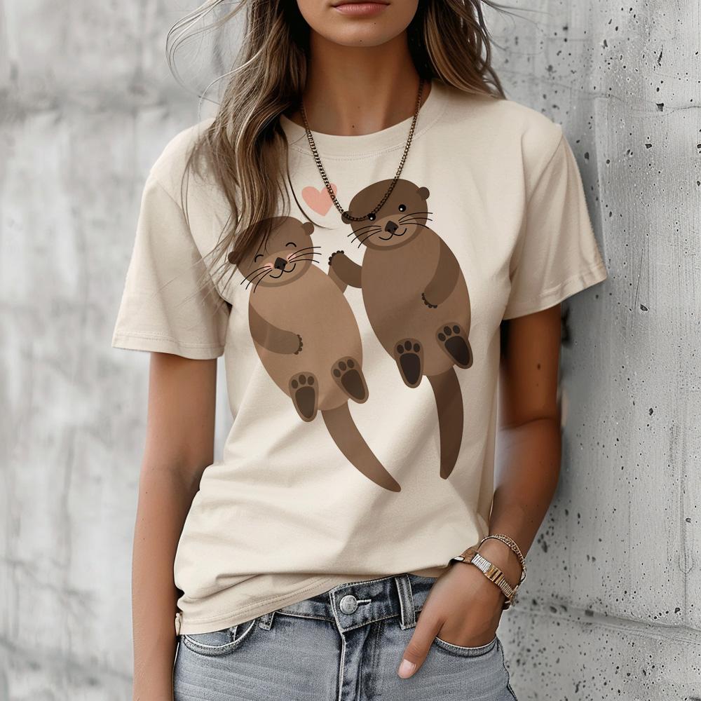 Otters Tee Women Funny Manga Tshirt Girl Graphic Harajuku Funny Clothing
