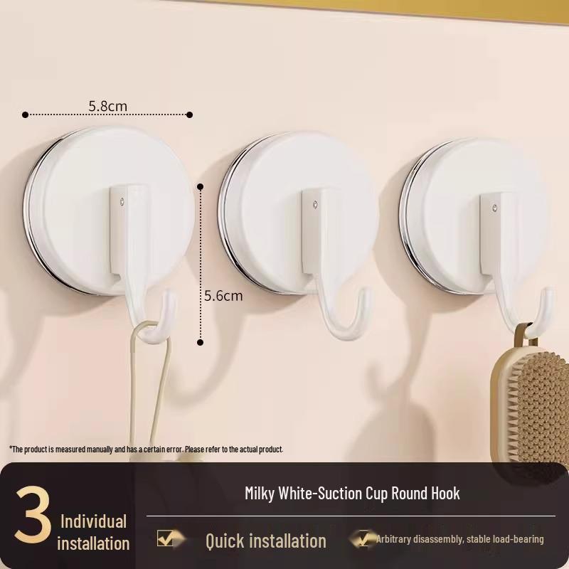 Adhesive Hooks for Kitchen & Bathroom - Punch-Free, Traceless & Vacuum Load-Bearing