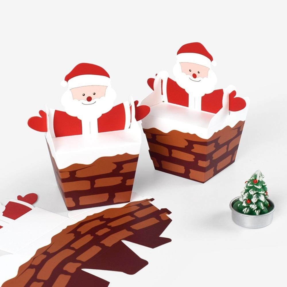 10pcs Paper Christmas Gift Boxes 3D Gift Packaging Bags New Snack Case for Cake Chocolate