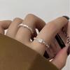 Shiny Small Square Diamond Tin Pattern Ring Women's Niche Design High-end Sense Simple Fashion Versatile Open Ring