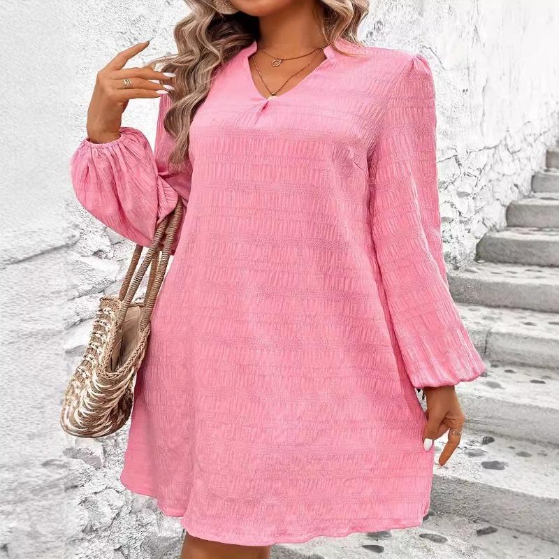 Women's INS Temperament V-neck Bubble Dress for Girls