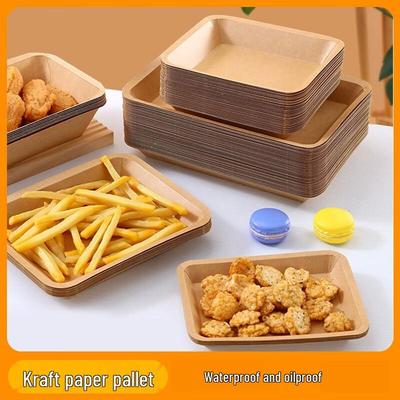 Одноразовые подносы из крафт-бумаги Changbaosen (Упаковка 100 шт.)