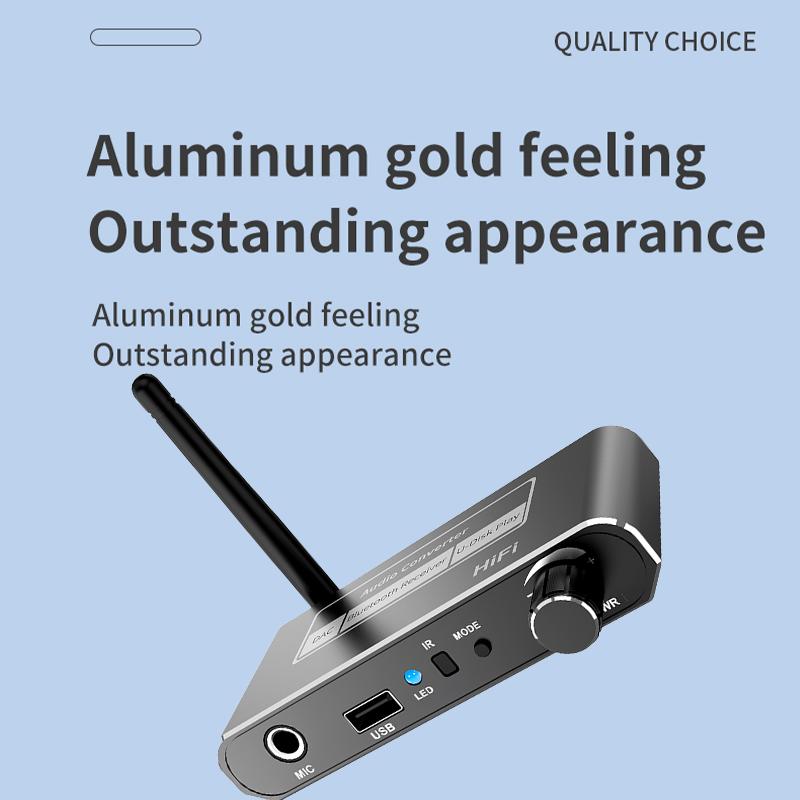 HIFI Bluetooth 5.2 аудио приемник ЦАП коаксиальный цифро-аналоговый преобразователь 3,5 мм AUX RCA микрофон U-Disk Jack стерео беспроводной адаптер