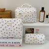 Модная женская косметичка Cherry Tote, портативная симпатичная женская косметичка, сумка для хранения туалетных принадлежностей, хлопковая стеганая сумка на молнии