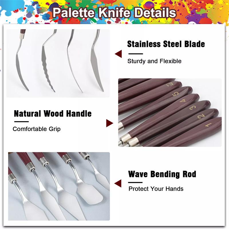 Ножи для масляной живописи из нержавеющей стали, Художественные шпатели, Палитра, Нож для смешивания, Скребок, Инструмент для рисования акрилом, гуашью