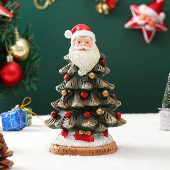 Мини-фигурка рождественской елки, Санта-Клаус, верхушка для рождественской елки, статуэтка из смолы, скульптура для дома и офиса