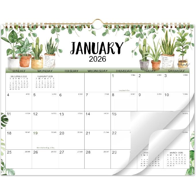 2026 Calendar - 2026 Wall Calendar, Jan. 2026 - Dec. 2026, 12-Month Calendar, 15" x 11.5", Twin-Wire Binding + Hanging Hook + Thick Paper + Unruled
