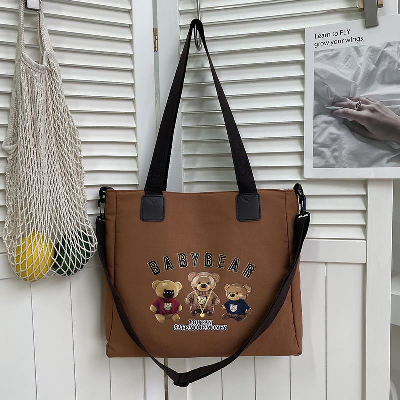 Oxford Canvas Tote Bag For Women With Letter Print Soft Shoulder Daily Use