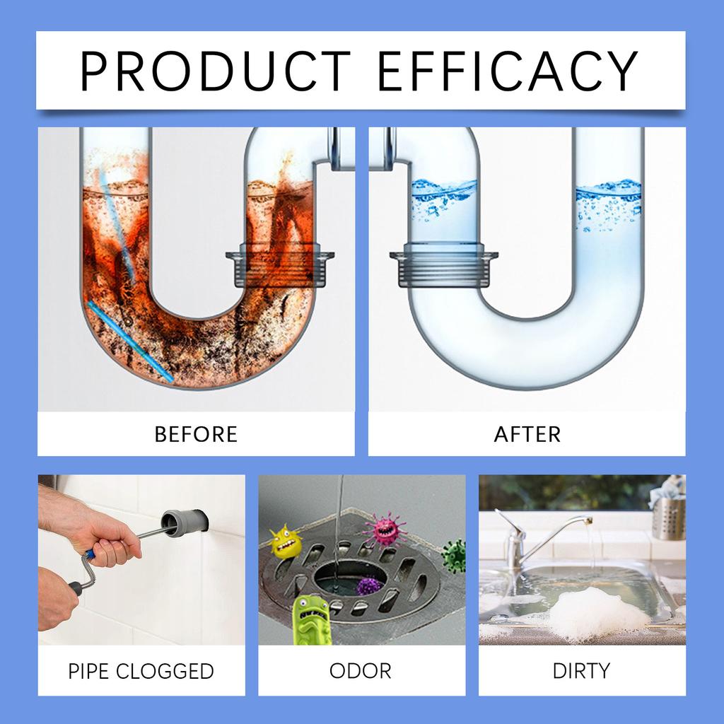 Pipe Foam Cleaner Powerful Drain Unblocker Rapid-Acting Formula Removes Grease And Odours From Kitchen And Bathroom Sinks