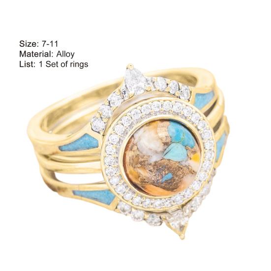 Набор из 3 женских колец в винтажном стиле, парный горный хрусталь, богемный стиль, палец