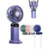 1 шт. Мини-ручной электрический вентилятор, портативный вентилятор с USB-зарядкой, 5 скоростей ветра, цифровой дисплей, ремешок на шею, складной настольный вентилятор с подставкой