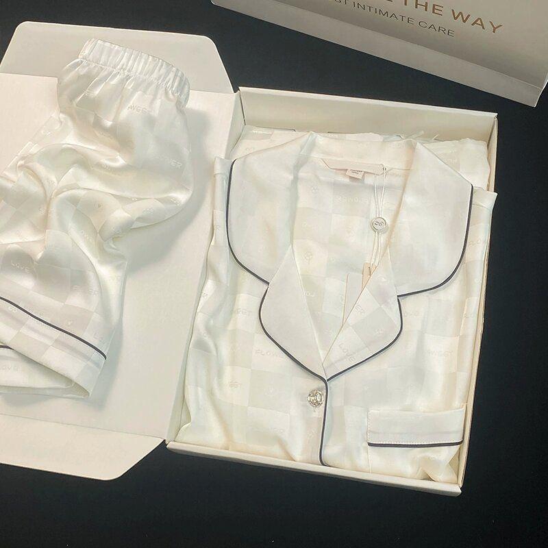 Ins Fashion Faux Stain Pajama Set for Women Summer Print Tiger Stripes Short Sleeve Shorts  Suit Home Service Sleepwear