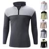 Men's And Women's Casual Color-blocked Stand-up Collar Long-sleeved T-shirt, Men's Sporty Breathable Half-zipper Top