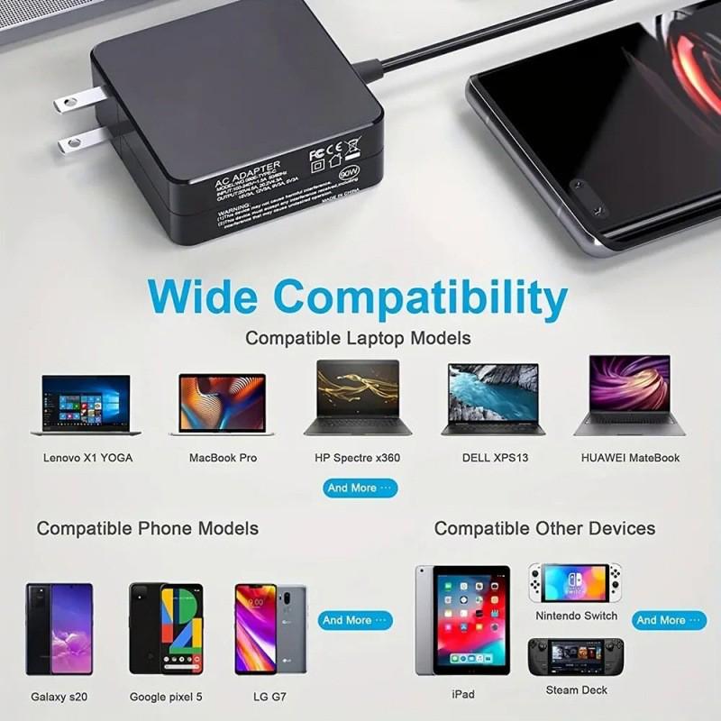 65-ваттное зарядное устройство Type C для ноутбуков Huawei, Xiaomi и Lenovo