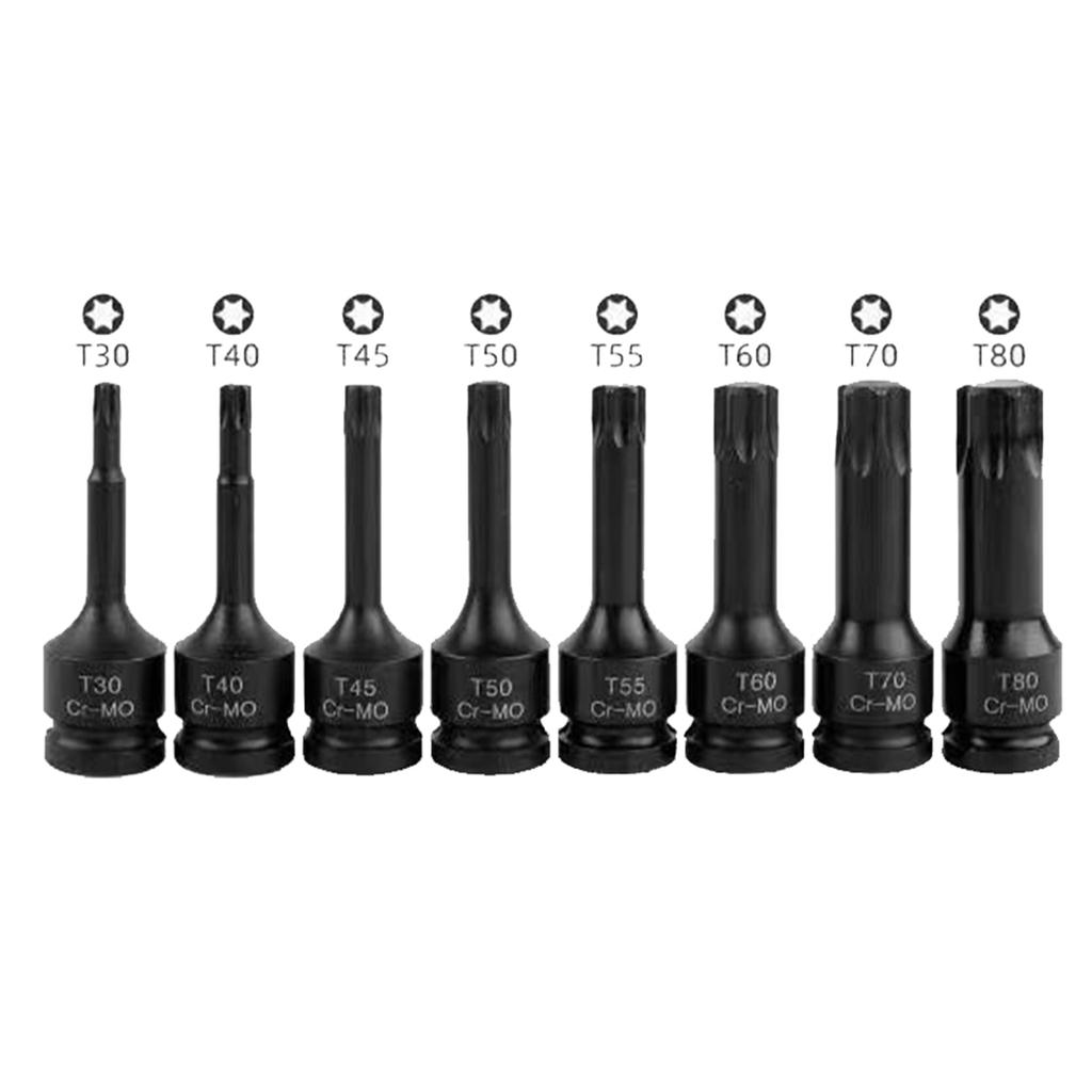 Наборы торцевых головок со звездочкой Torx 1/2 дюйма T30 T40 T45 T50 T55 T60 T70 T80