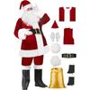 Men's Santa Claus Costumes 9 Piece. Christmas Velvet Adult Deluxe Santa Claus Set