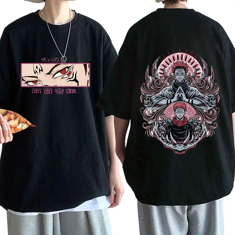 Japanese Anime Jujutsu Kaisen Ryomen Sukuna T-shirts Unisexga Graphic Print T-shirt Cotton Short Sleeves T Shirt Oversized Harajuku