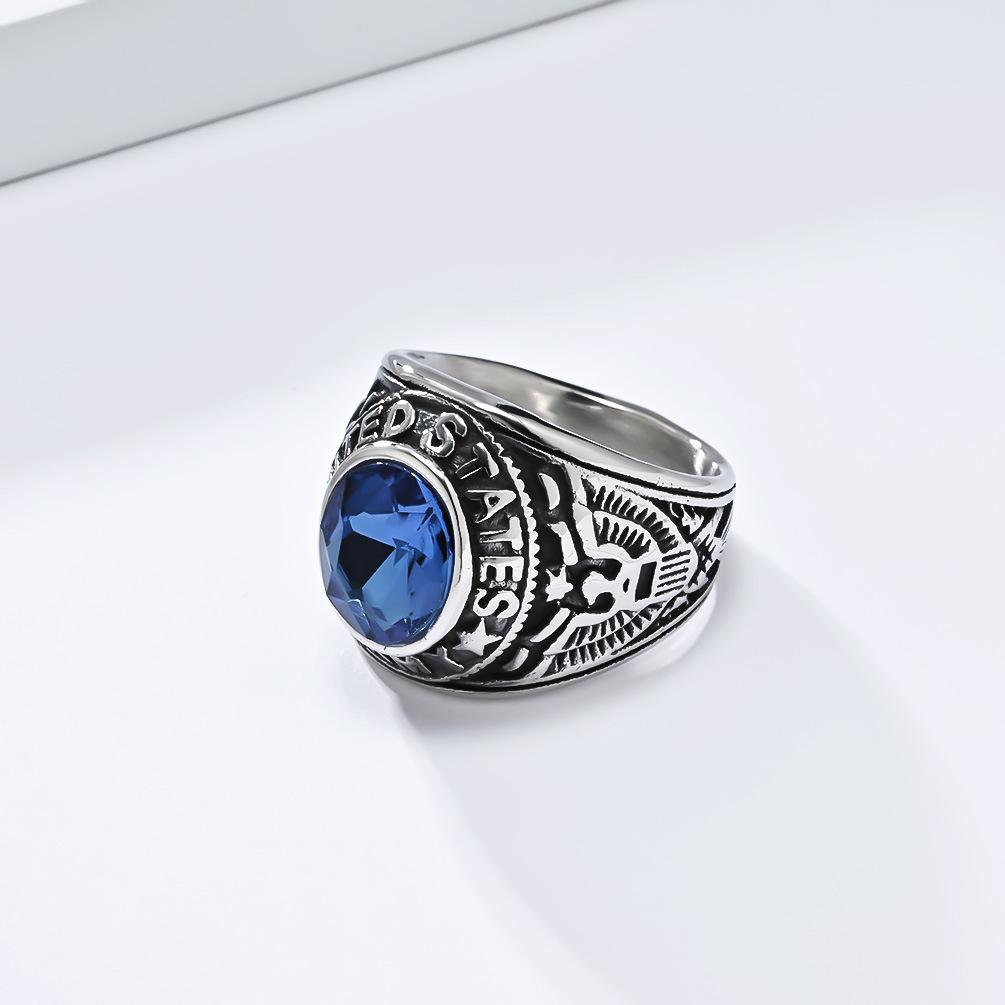 Мужское кольцо с драгоценным камнем, модный тренд, ретро-дизайн с изображением белоголового орлана из титановой стали, ювелирное украшение для руки в виде орла