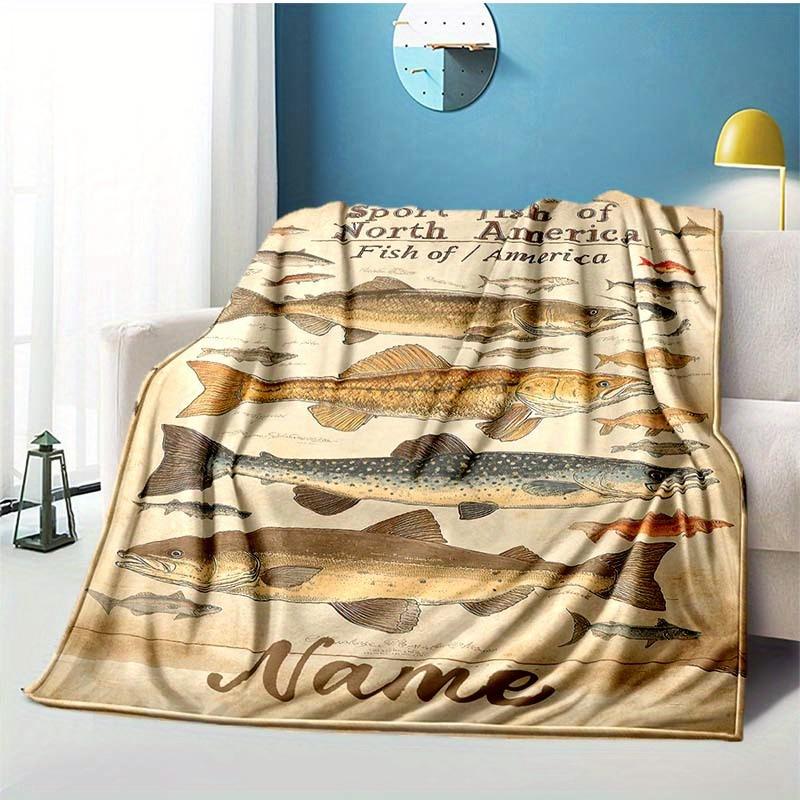 Types Of Fish Customize Your Name Outdoor Blanket Used For Chair Office Sofa Bed Camping Soft And Warm Giving Friends And Relatives Birthday