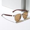 Новые темно-коричневые солнцезащитные очки женские ретро деревянные ножки коробки круглые очки модные солнцезащитные очки с козырьком.