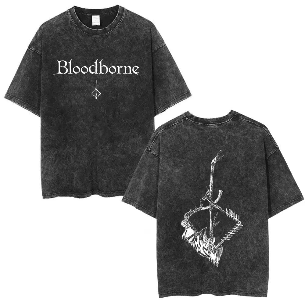 Стирка Винтажная Игровая Bloodborne Fear The Old Blood Футболка Мужская Женская Повседневная Оверсайз Футболка Мужская Высококачественные Хлопковые Футболки