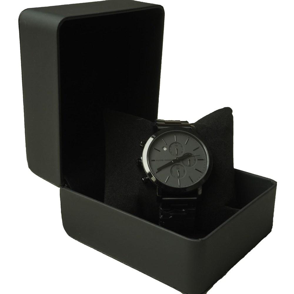 Hannah Martin Men's Ultra-Thin Dress Watch Waterproof Stainless Steel Band Black
