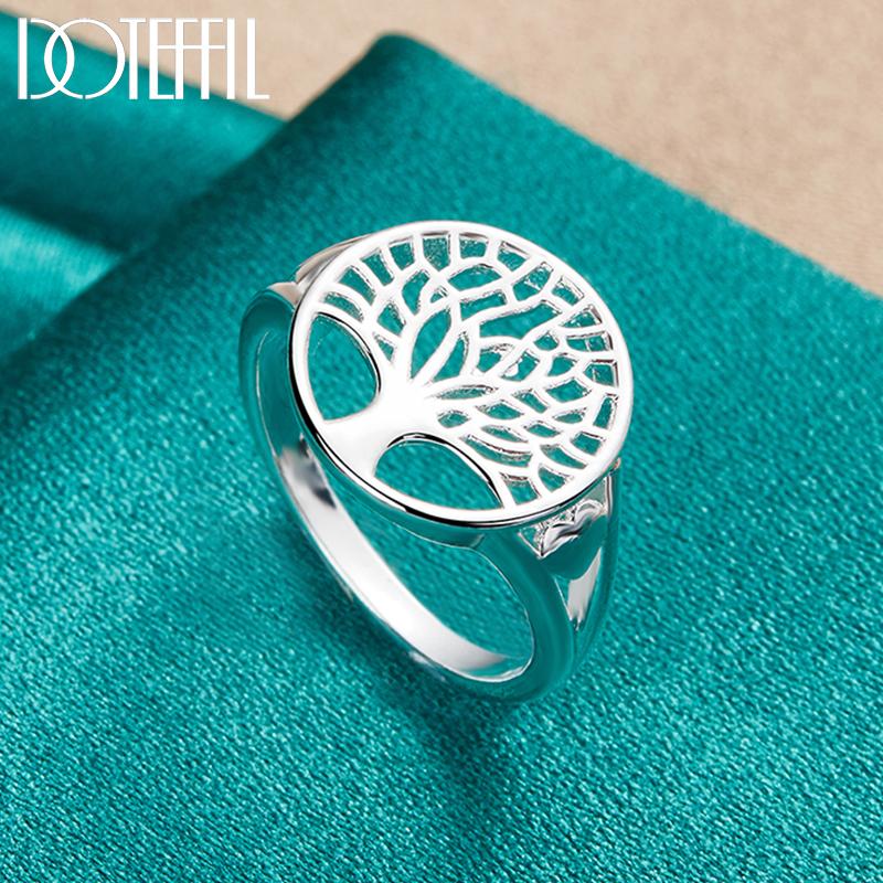 Tree Round Ring 925 Sterling Silver Fashion Wedding Jewelry