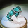 High -End Jewelry Heavy Industry Inlaid Aquamarine Topaz Ring Ladies 925 Silver Paraiba Ring Party Birthday Gift