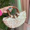 Fairy Handmade Beaded Bag Seashell Bag Beaded Purse Shell Purse for Women-Luxury Pearl Sequin Clutch with Top Handle