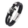 Punk Men Bracelet Spades Skull Head Charms Trendy Bracelet Male Black Fashion Braided Leather Bracelets