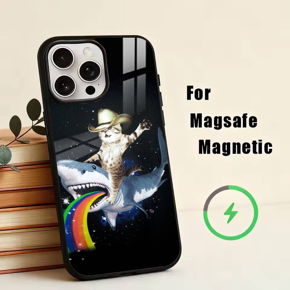 Милый N-Нян К-Кот Чехол для телефона для iPhone17,16,15,14,13,12,11 Plus,Pro Магнитный с беспроводной зарядкой Magsafe