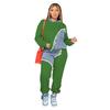 Women Two Piece Sets Tracksuit Autumn Jeans Splicing Hooded Top Sweatshirts Pocket Jogger Pants Suit Loose Female Office Lady