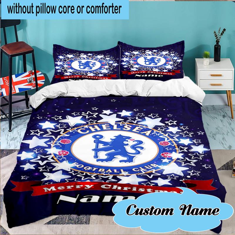Custom Name Chelsea Crest Artwork Bedding Set 3pcs, Bedding Set Including 1pc Duvet Cover And 2pcs Pillowcases for Bedroom, Dormitory Gift